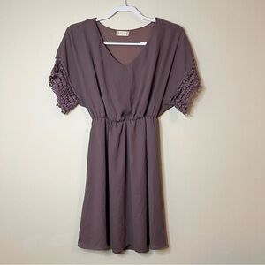 Altar’d State mini‎ purple dress boho sleeves v-neck cinch waist women's medium